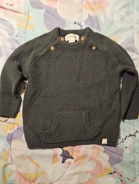 Me & Henry Green Knit Sweater with Buttons Great Condition 12 To 18 Month